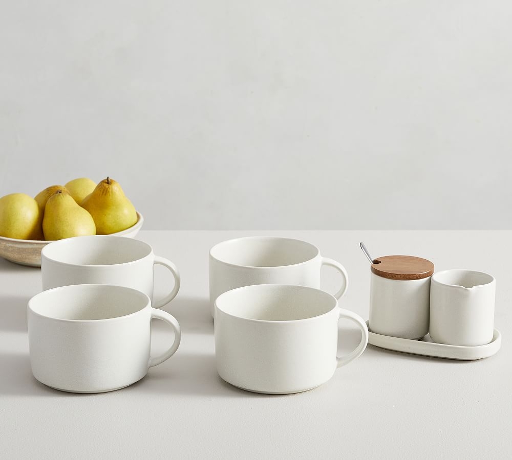 Mason Stoneware Beverage Sets, Set of 5 - Ivory - Image 0