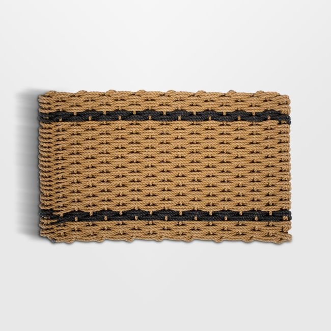 The Rope Co. White and Charcoal Stripe Indoor/Outdoor Handwoven Doormat 24x38" - Image 0