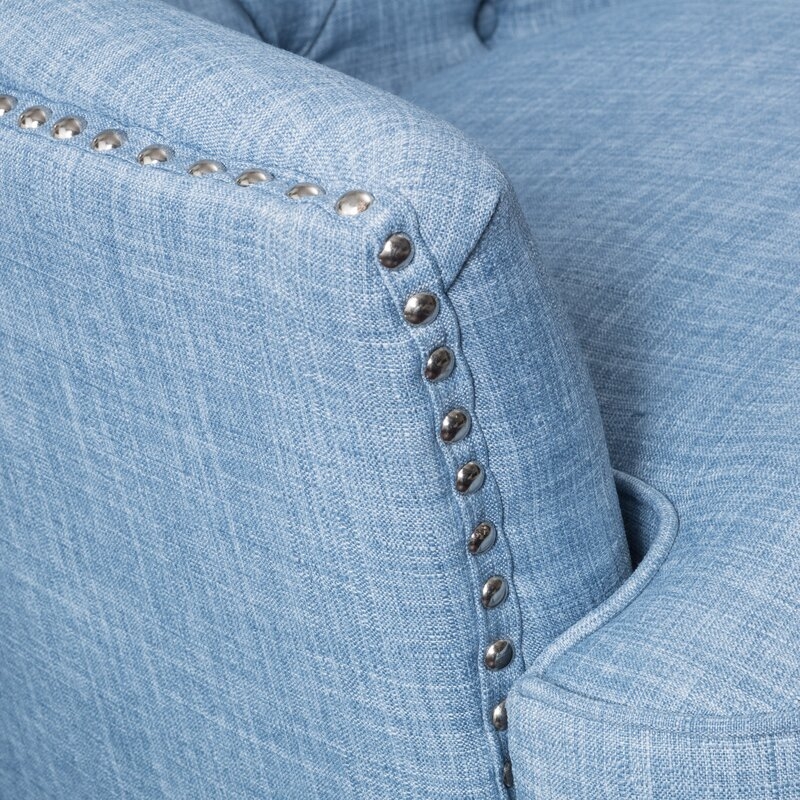 Parmelee 33" Wide Tufted Linen Club Chair, Blue - Image 4