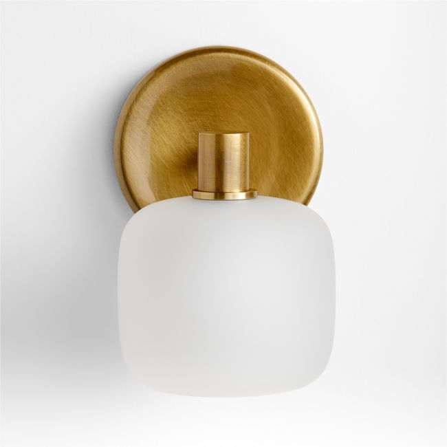 Colombe Burnished Brass and Glass Single Light Wall Sconce 5" - Image 0