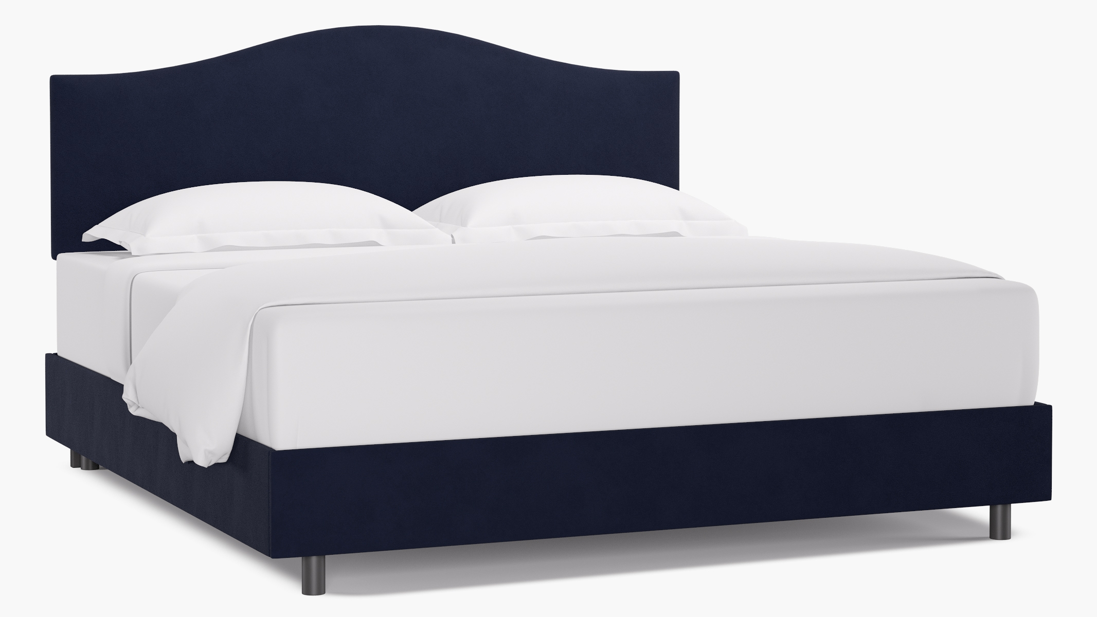 Camelback Bed, Navy Classic Velvet, King - Image 0
