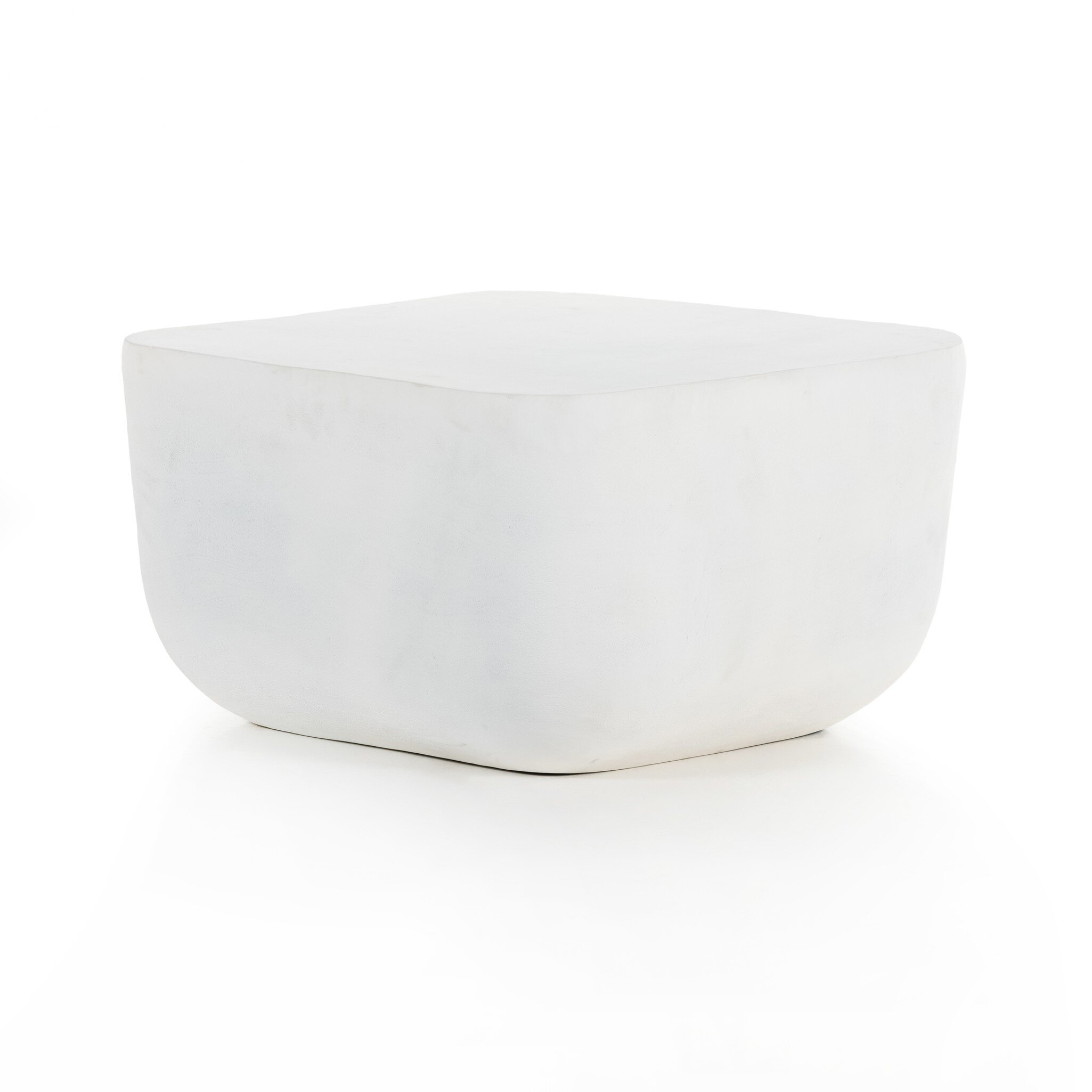 Basil Square Outdoor End Table - Matte White Cast Aluminum - Image 0
