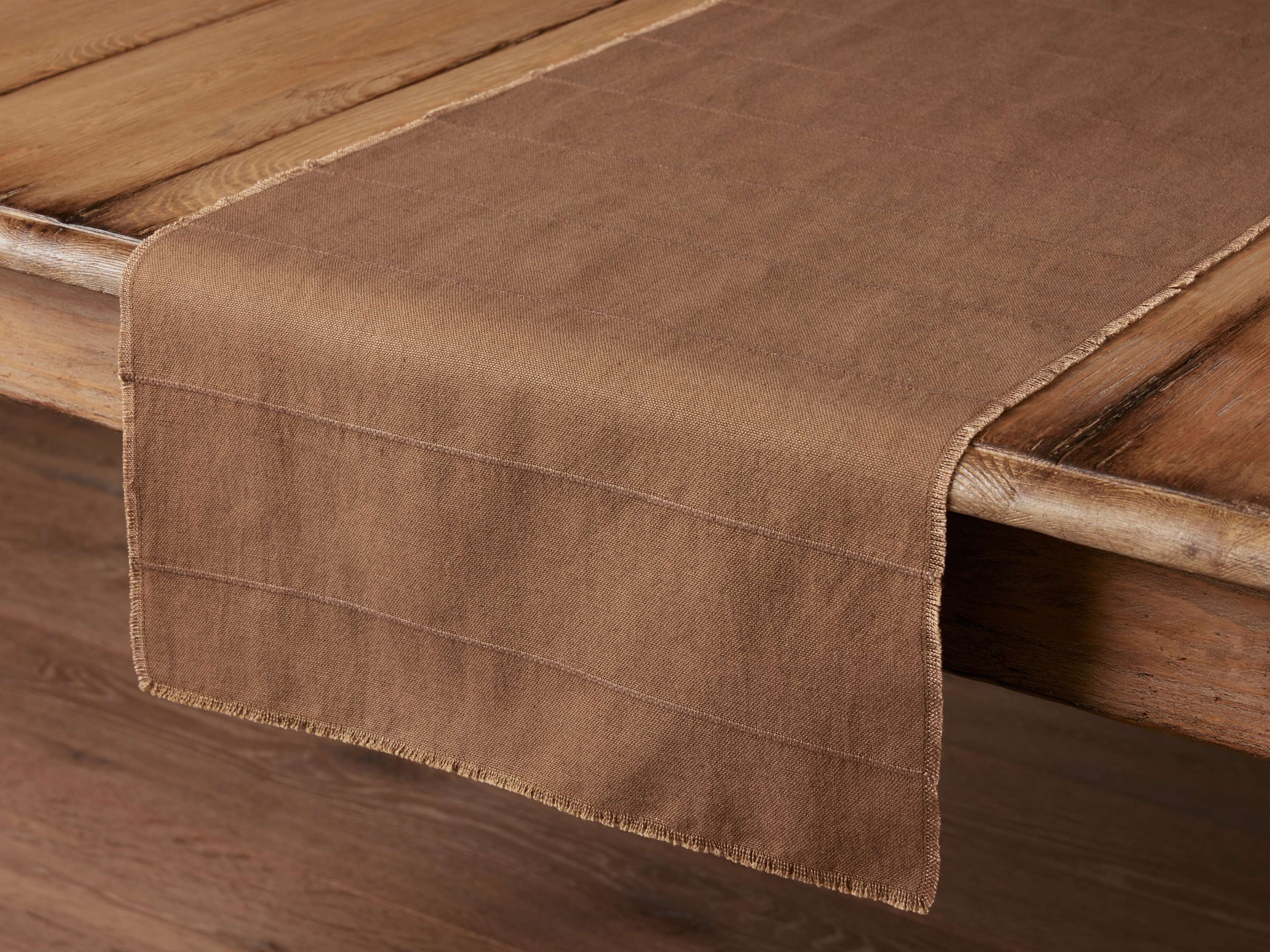 Linen Table Runner in Brown  Cognac - Image 0