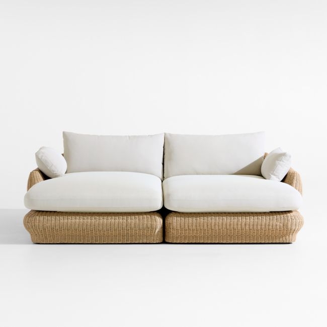 Ipanema 94" Wicker Double-Chaise Outdoor Daybed with Cushions - Image 0