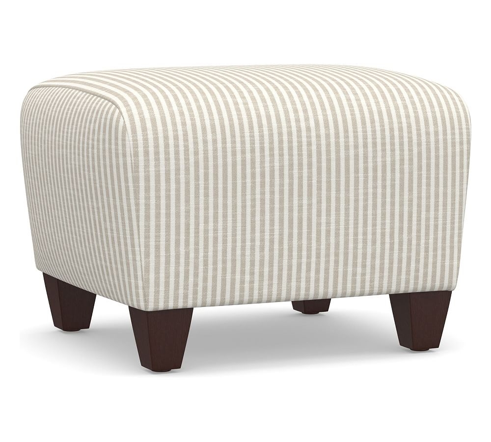 Manhattan Square Arm Upholstered Ottoman, Polyester Wrapped Cushions, Classic Stripe Oatmeal - Image 0