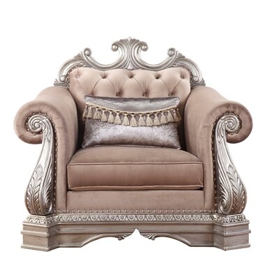 Hollaway Velvet Upholstered Wooden Chair and a Half - Image 0