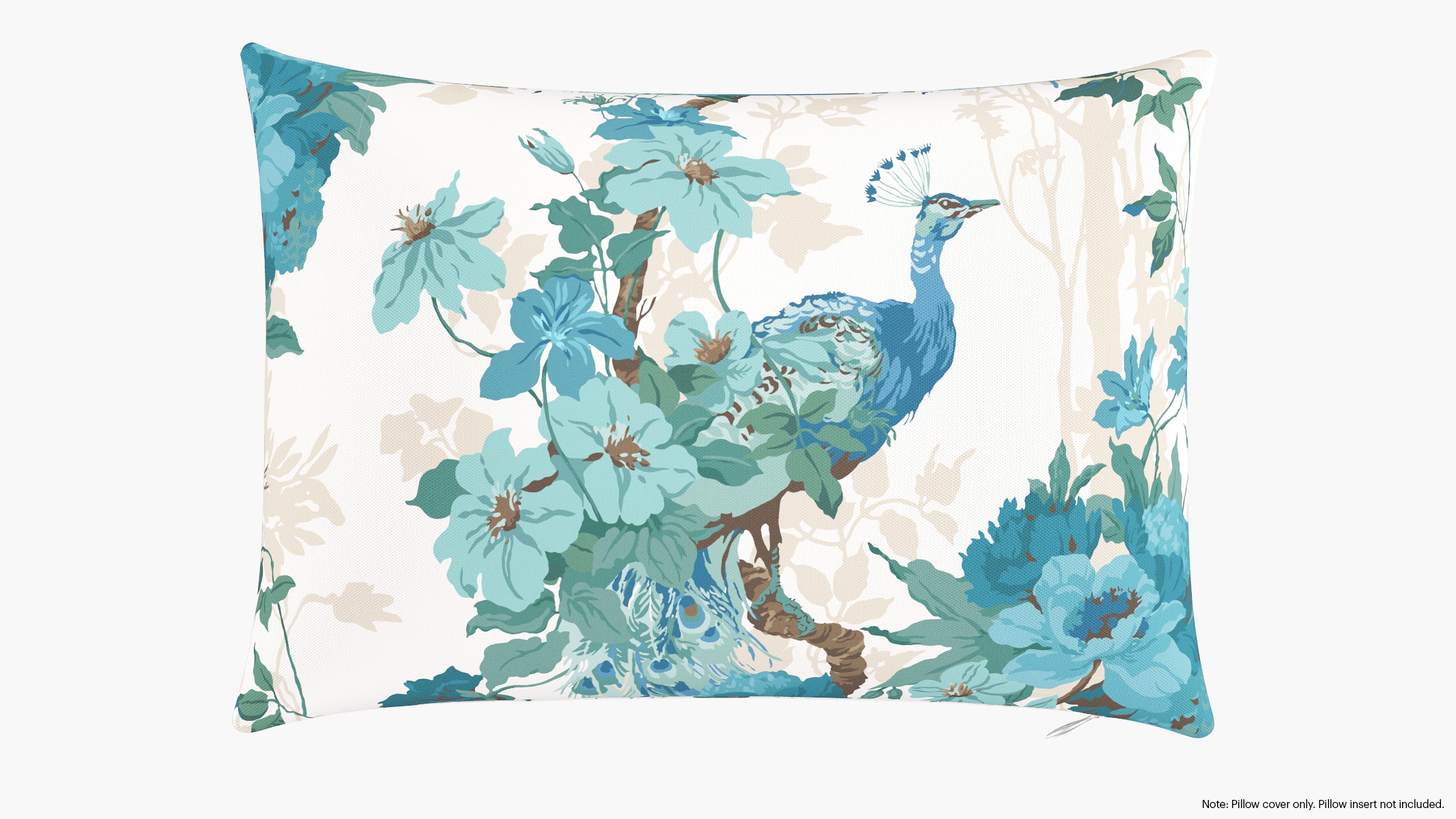 Throw Pillow Cover 14" x 20", Turquoise Peacock Park, 14" x 20" - Image 0
