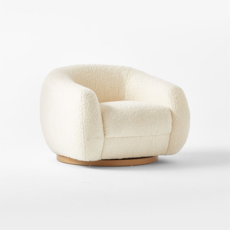Laszlo Warm White Boucle Swivel Chair - Image 3