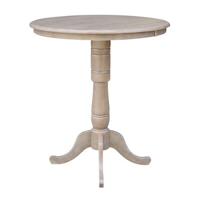 Bernadette Bar Height Rubberwood Solid Wood Pedestal Dining Table - Image 0