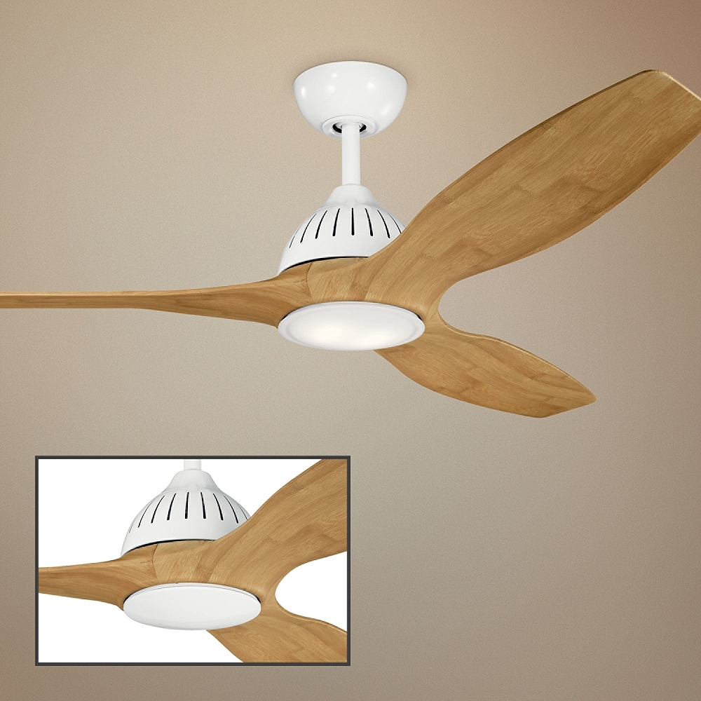 60" Kichler Jace White and Bamboo LED Ceiling Fan - Style # 65F76 - Image 0