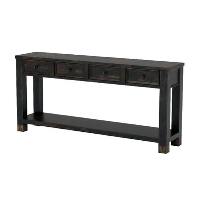 Sofa Table With 4 Drawers And Thick Block Legs, Antique Black - Image 0