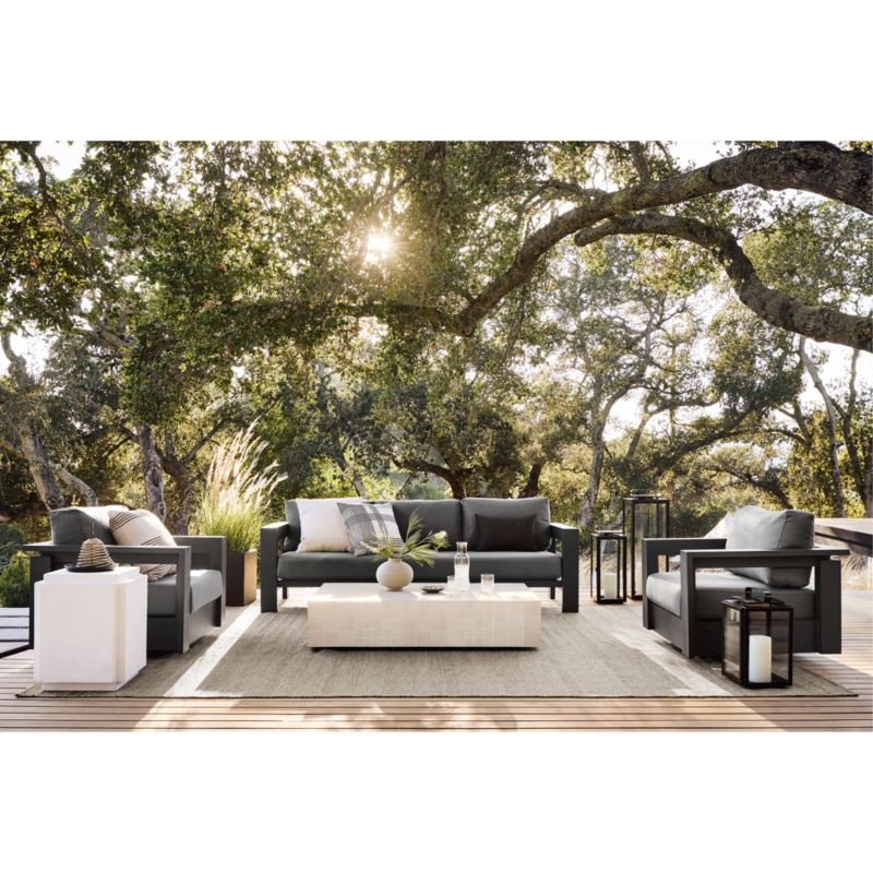 Walker Metal Outdoor Lounge Chair with Cast Charcoal Grey Sunbrella ® Cushions - Image 3