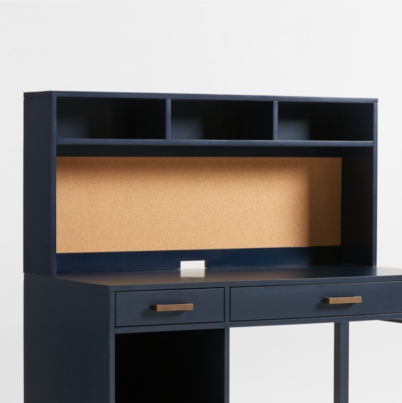 Parke Navy Blue Wood 2-Drawer Kids Desk with Hutch - Image 3