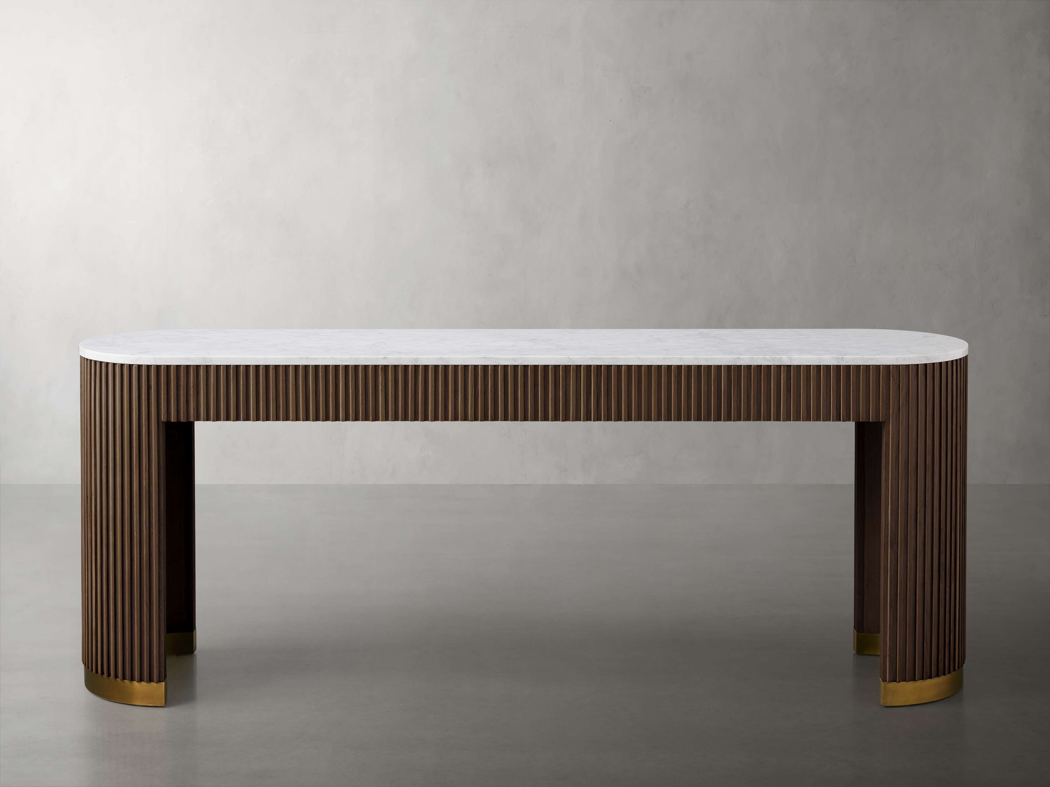 Finnley Console Table in Stone 73" Brown  Mocha/Carrara - Image 0