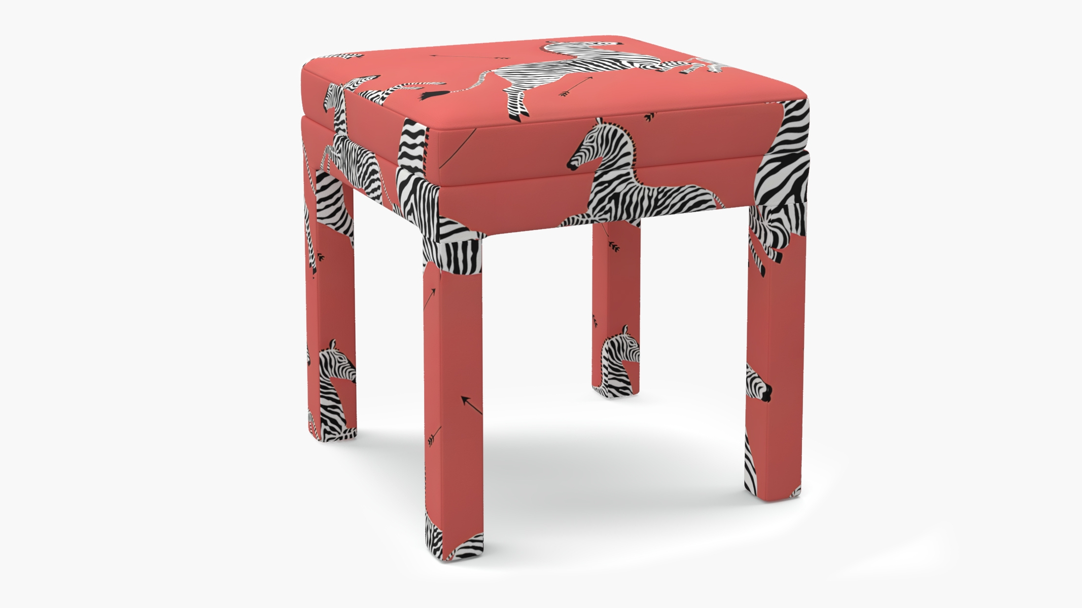 Parsons Ottoman, Coral Zebra - Image 1