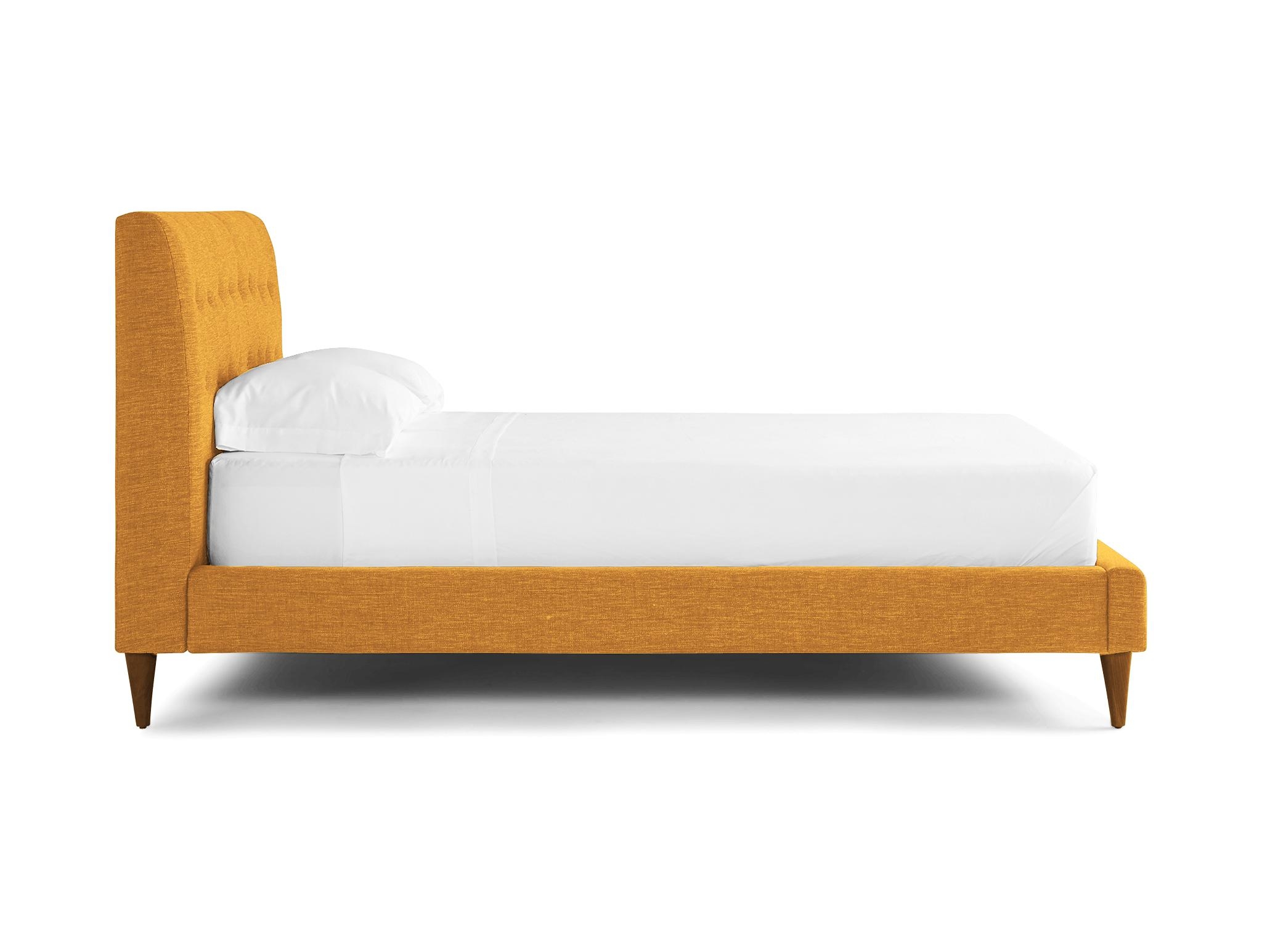 Yellow Eliot Mid Century Modern Bed - Cordova Amber - Mocha - Queen - Image 2