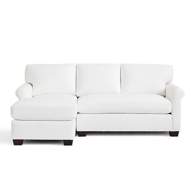 York Roll Arm Upholstered Right Arm Loveseat with Chaise Sectional, Bench Cushion, Down Blend Wrapped Cushions, Chenille Basketweave Oatmeal - Image 2