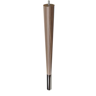 6" Round Tapered Walnut Leg With 1" Brushed Aluminum Ferrule And Clear Finish - Image 0