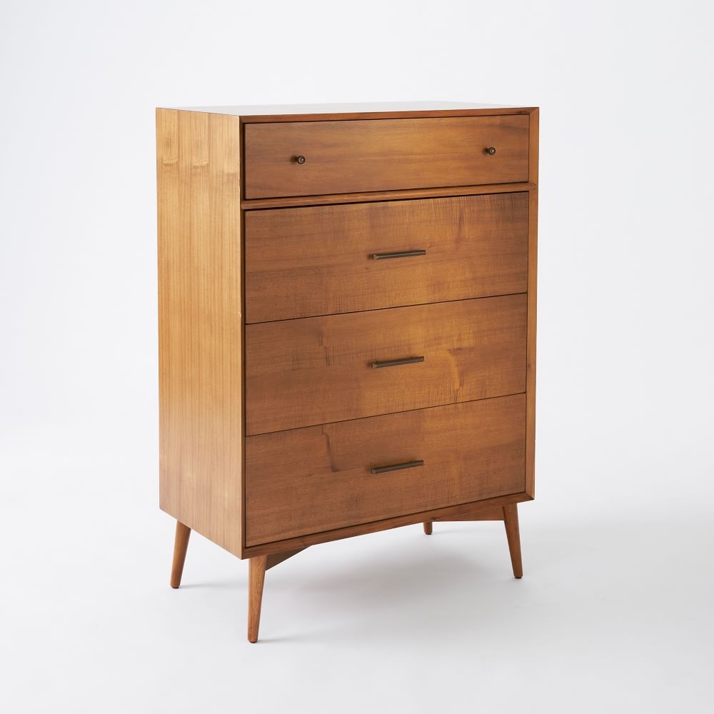 Mid-Century (34") 4-Drawer Dresser, Acorn - Image 0