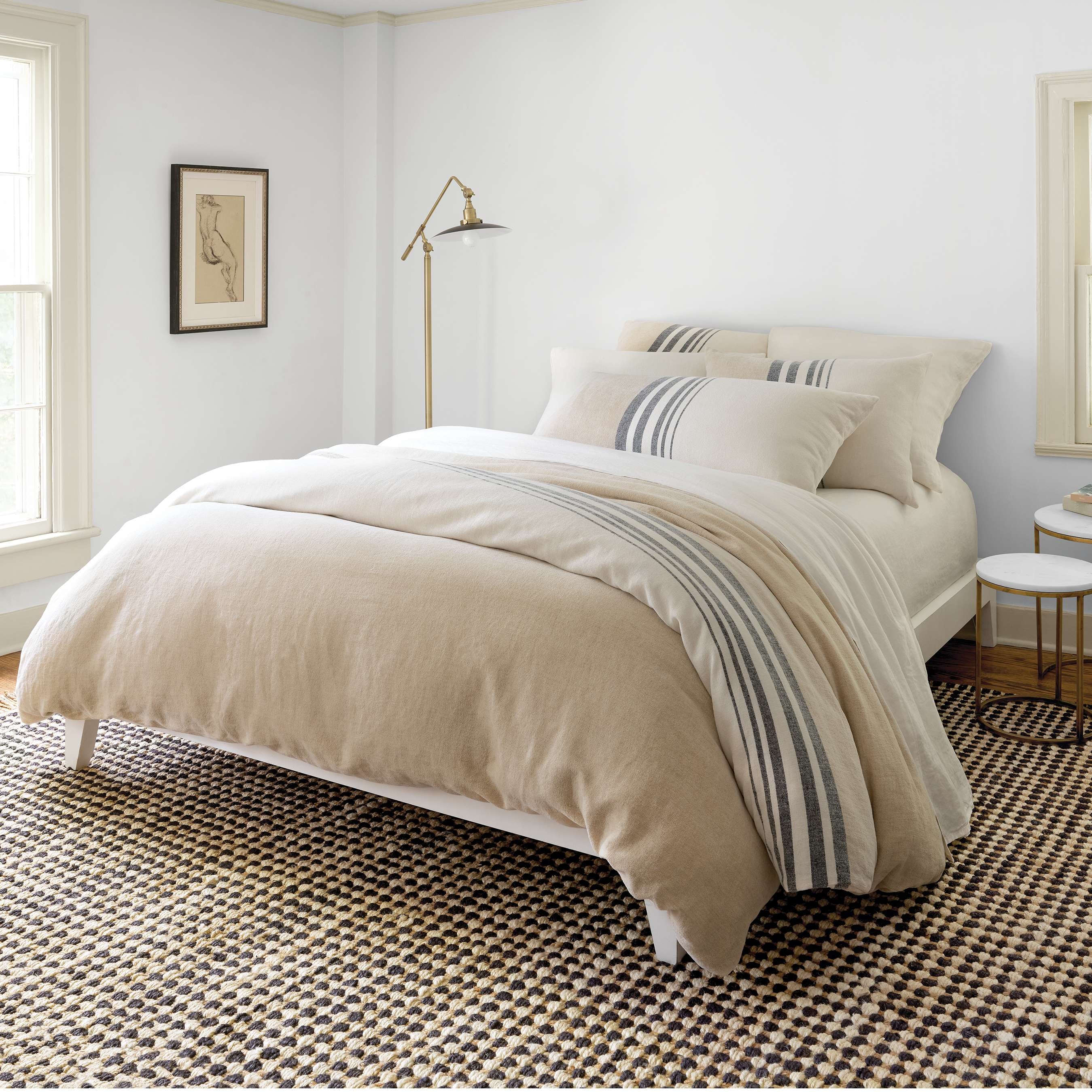 Linen Chenille Stripe Duvet Cover - Image 1