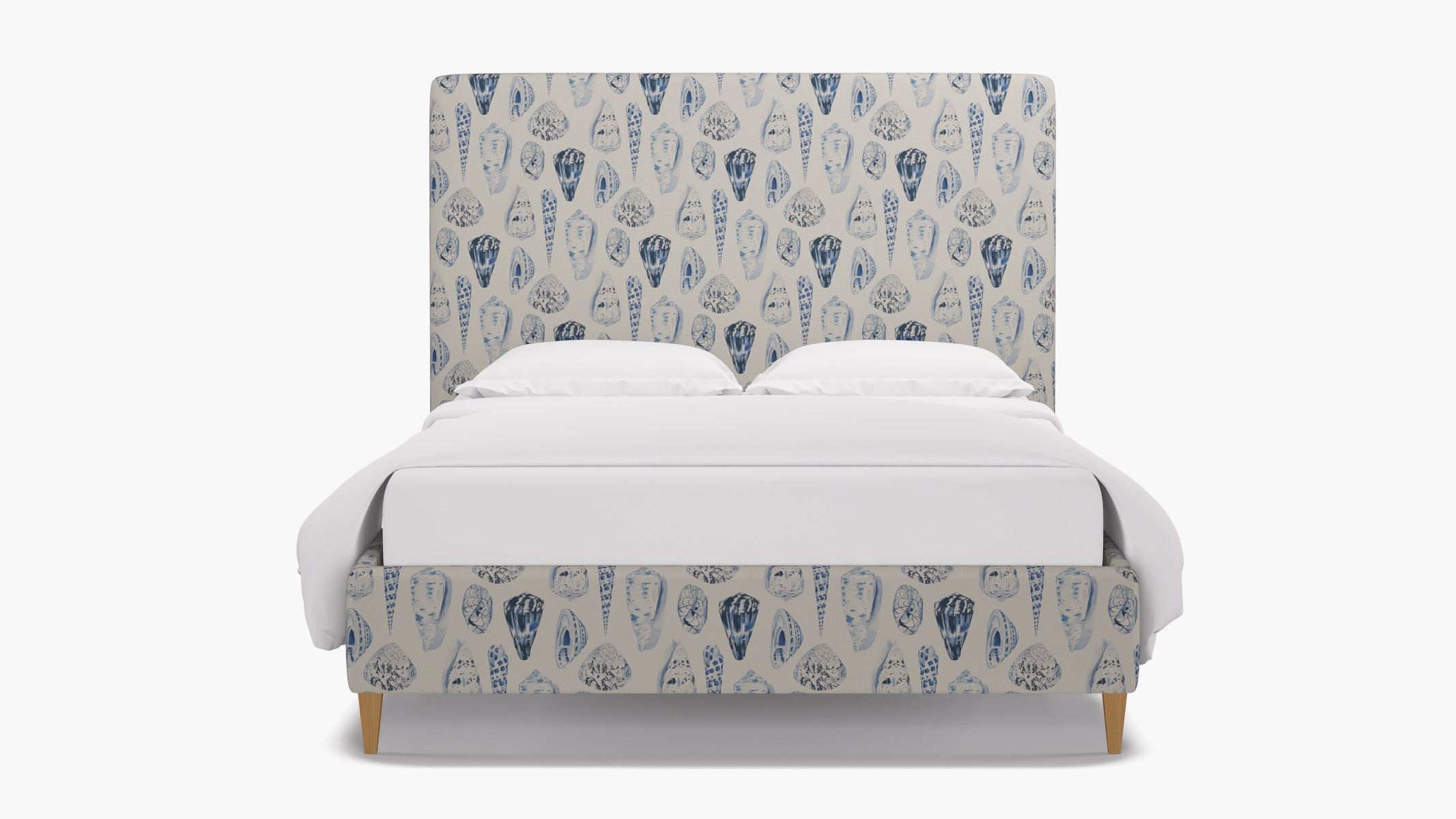 Classic Bed, Porcelain Coquina, Natural Square Tapered Leg, Queen - Image 0