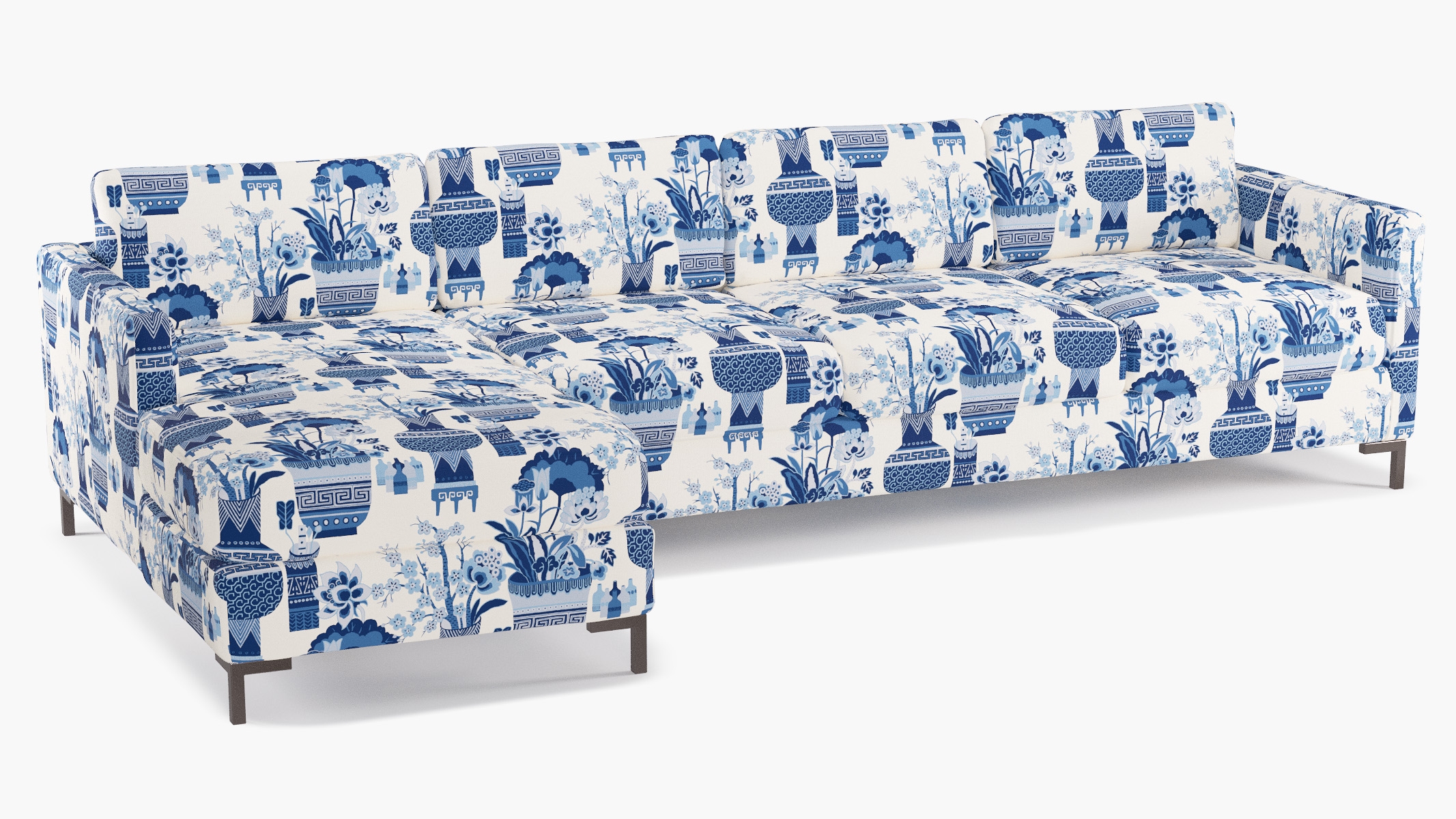 Modern Sectional, Left Facing, Delft Kan-Shie, Bronze L Leg - Image 1