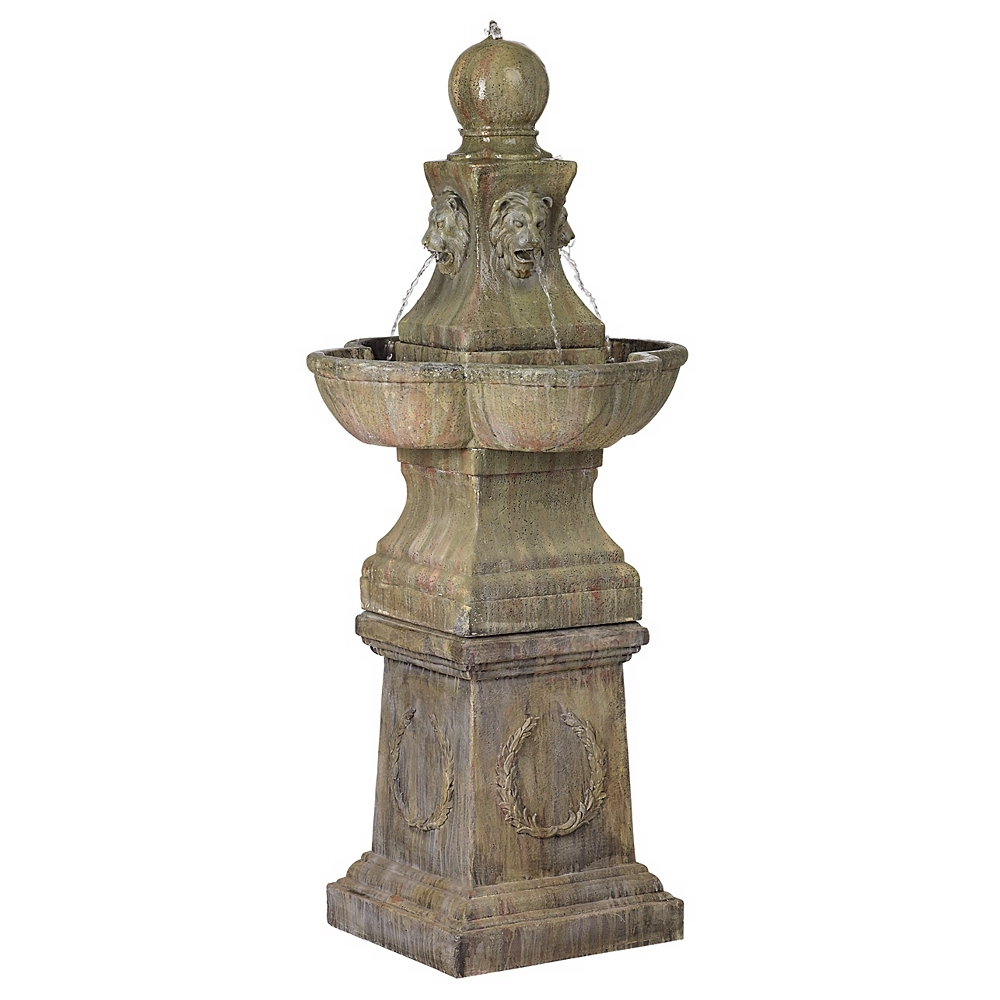 John Timberland Royal Lion 54" High Garden Pedestal Outdoor Fountain - Image 0