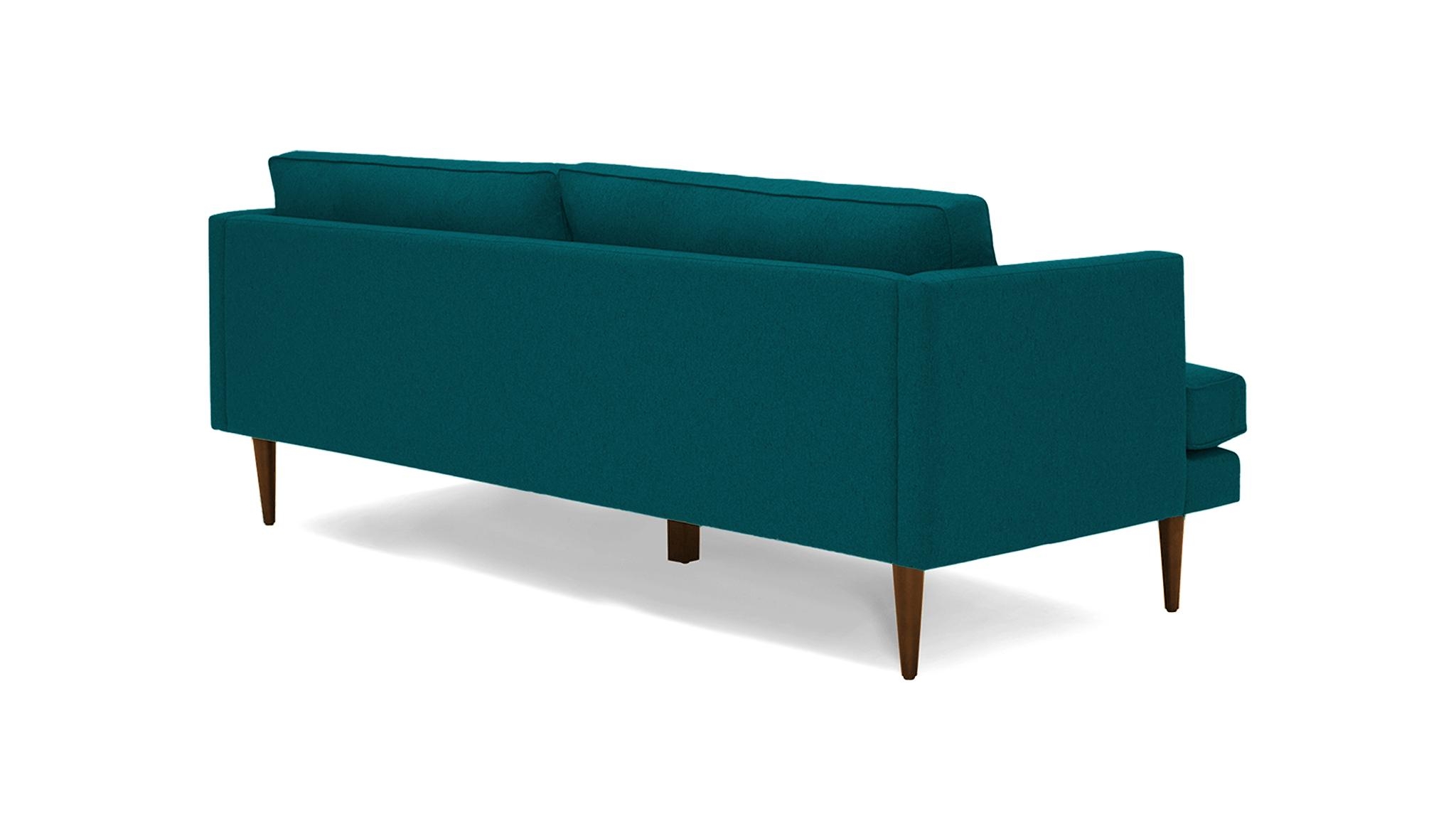 Blue Preston Mid Century Modern 86" Sofa - Lucky Turquoise - Mocha - Image 3
