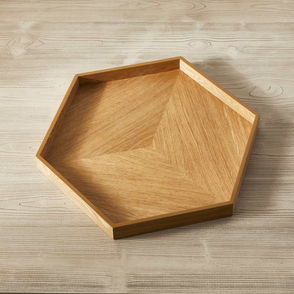 Modern Marquetry Tray, Hexagon, Ashwood - Image 0