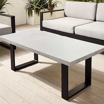 Portside Aluminum Outdoor Concrete 50.5 in Rectangle Coffee Table, Dark Bronze - Image 2