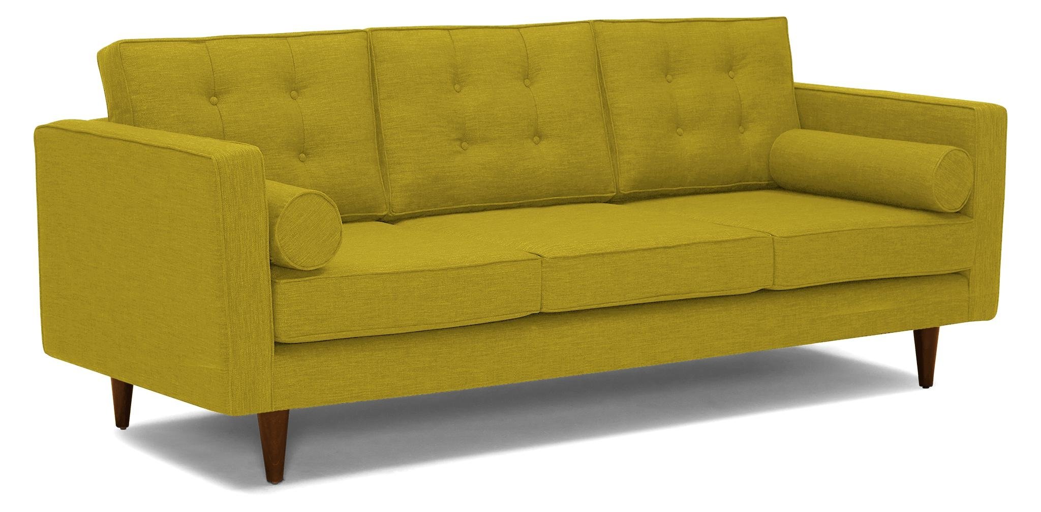 Yellow Braxton Mid Century Modern Sofa - Bloke Goldenrod - Mocha - Image 1