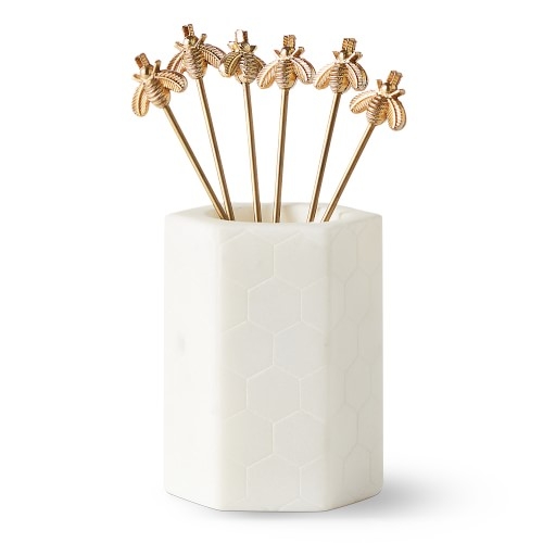 Brass & Marble Bee Cocktail Picks - Image 0