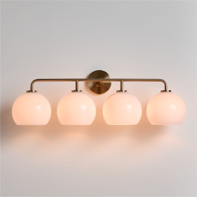 Arren Brass 4-Light Wall Sconce Light with Milk Glass Round Shade - Image 0