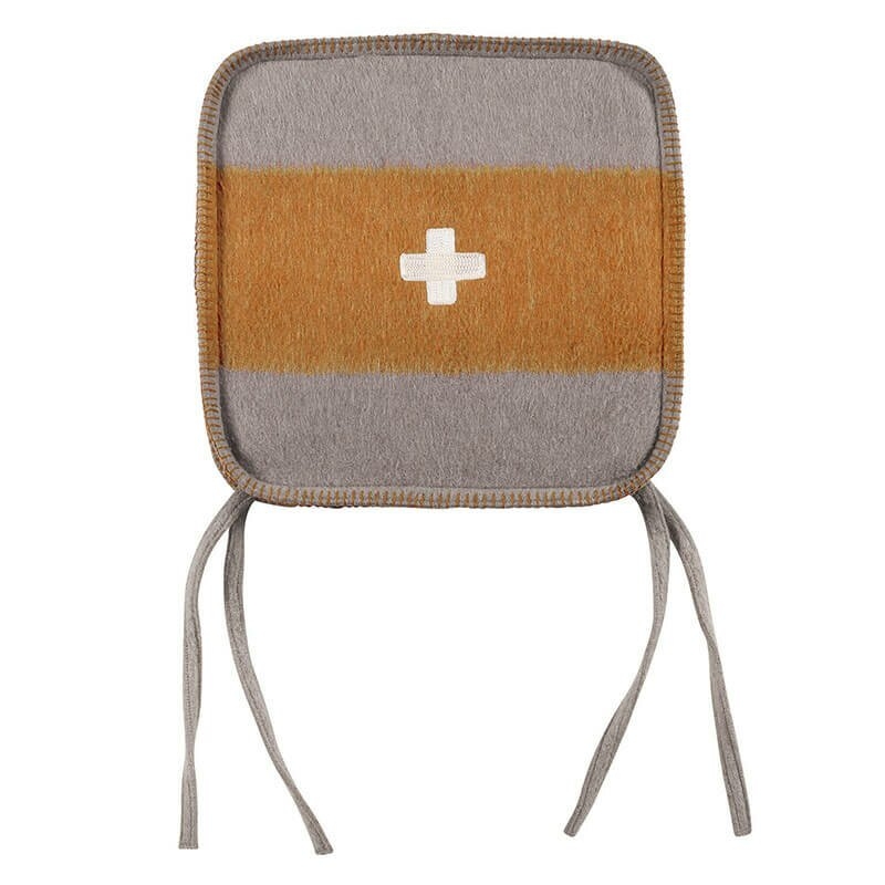 Bobo Intriguing Objects Swiss Army Dining Chair Cushion Fabric: Gray/Orange - Image 0