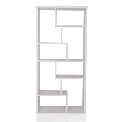 Rectangular  Cube Bookcase With 8 Wooden Staggered Cubes In Different Sizes,white - Image 0