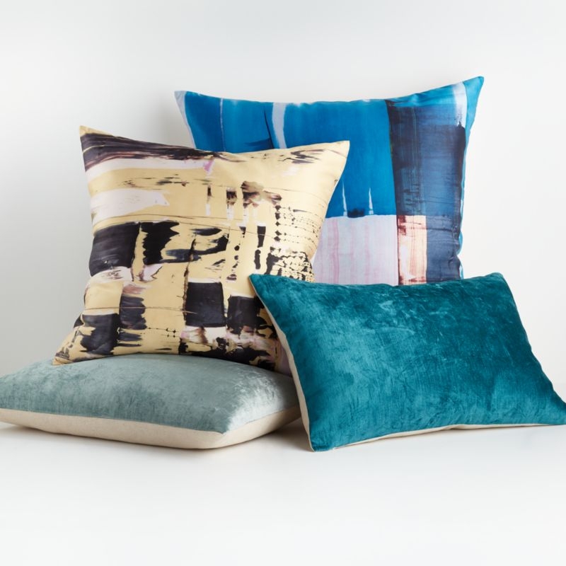 Viva Turquoise 22"x15" Crushed Velvet Pillow - Image 1