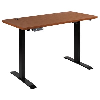 Electric Height Adjustable Stand Up Desk - Table Top 48" Wide - 24" Deep (Mahogany) - Image 0
