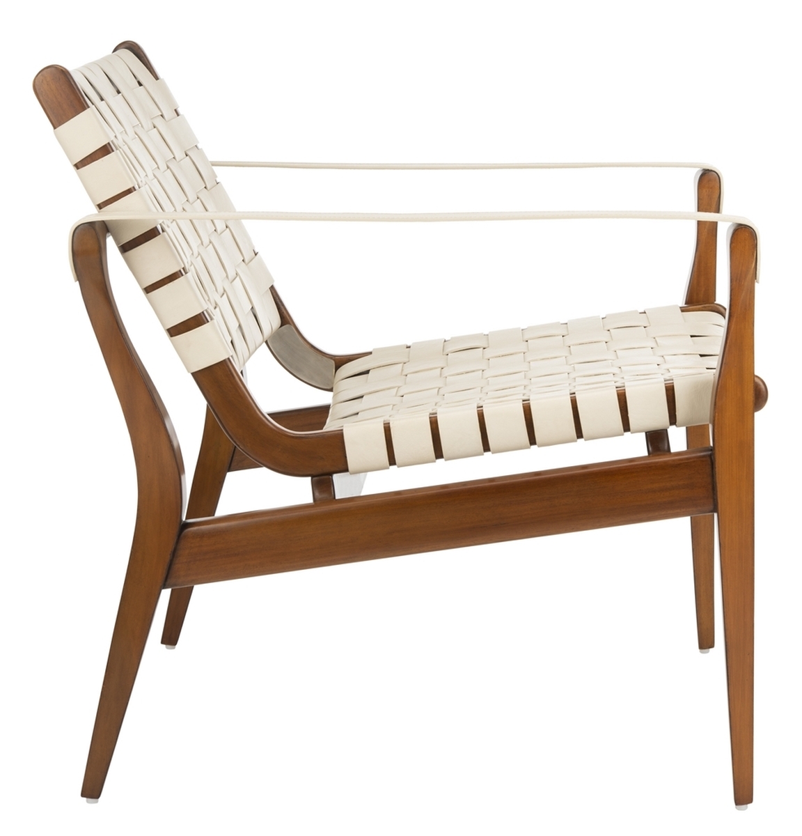 Dilan Leather Safari Chair - White - Safavieh - Image 6