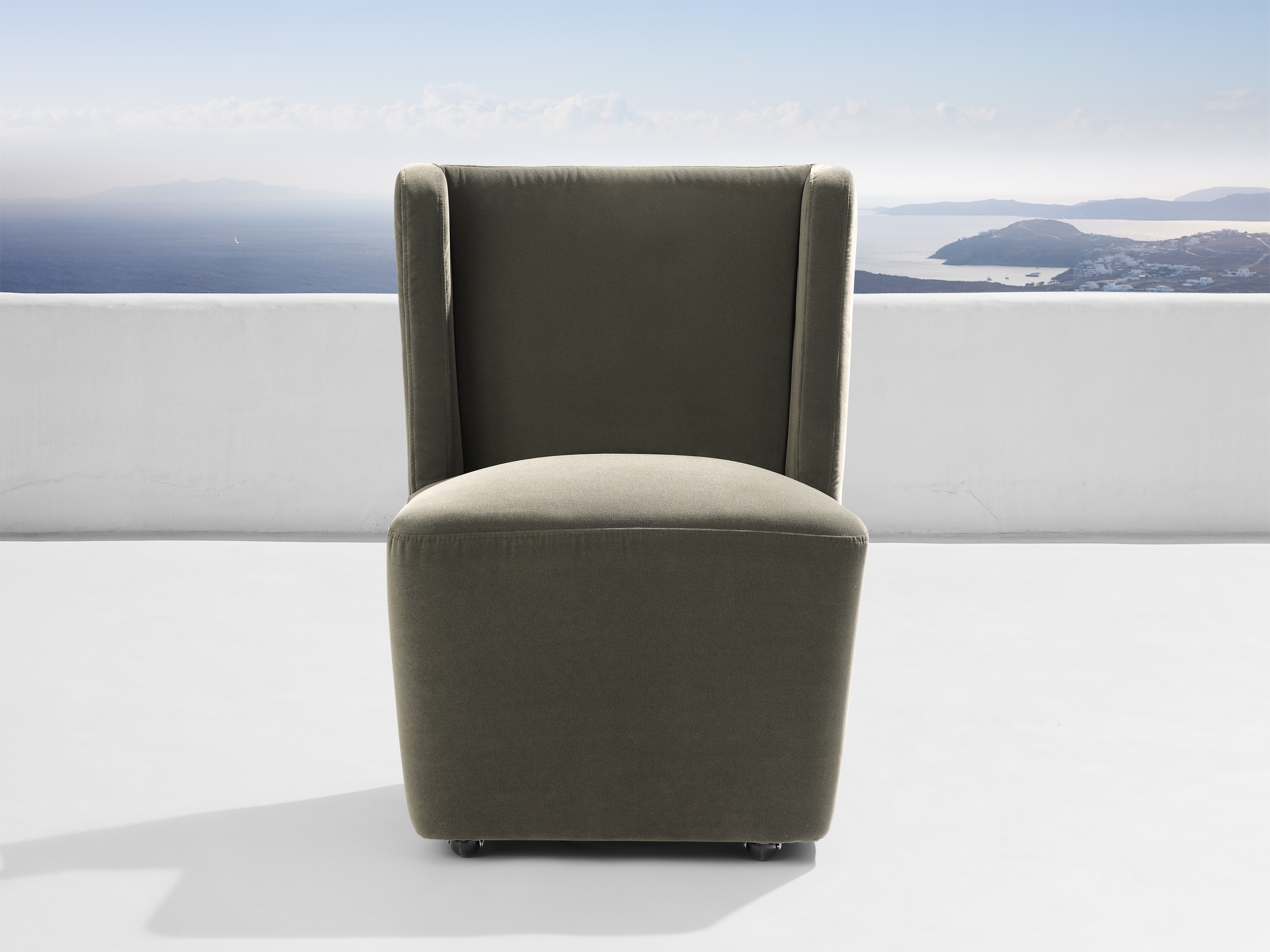 Lina Outdoor Dining Chair in All Weather Wicker White  Sienna Mink - Image 0