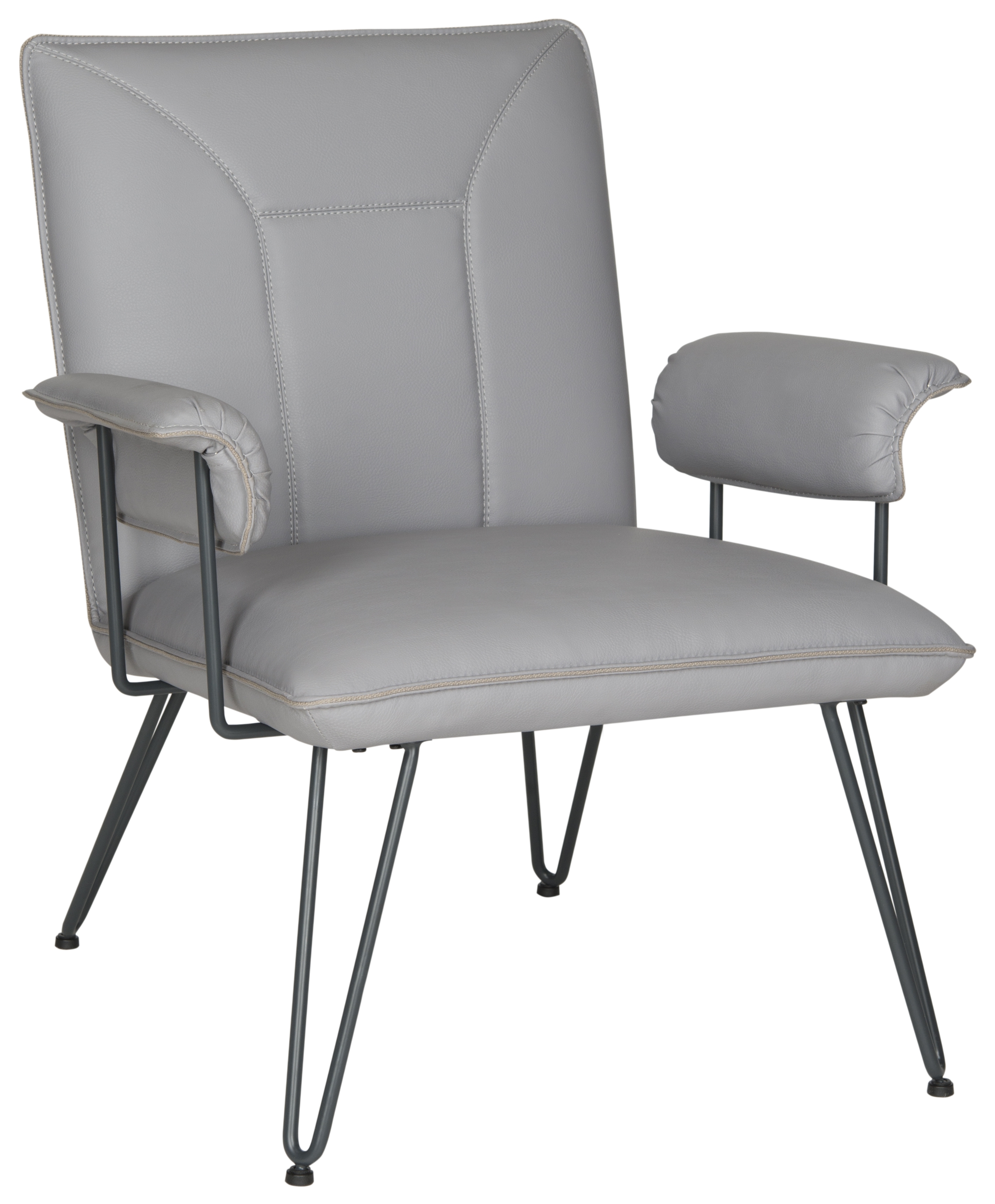 Johannes 17.3"H Mid Century Modern Leather Arm Chair - Grey/Black - Arlo Home - Image 1