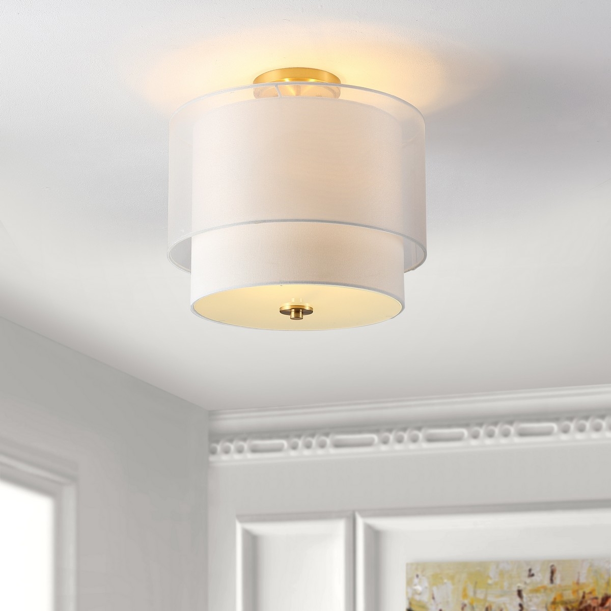 Namida 3Lt 16" Flush Mount - White/Gold - Image 1