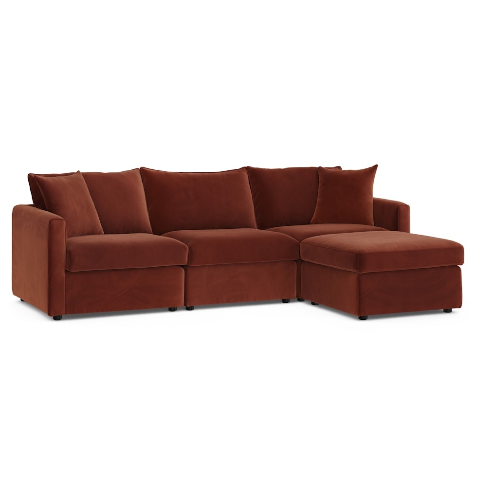Lenae 104.5" Velvet Reversible Modular Sectional - Hale Rust - Image 1