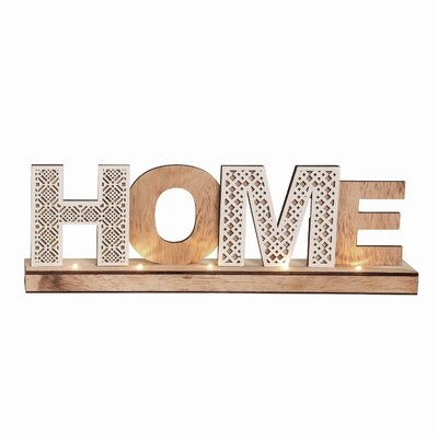 Ebern Designs Wood 17" Multi Spring HOME Word Block Light Up Accent - Image 0