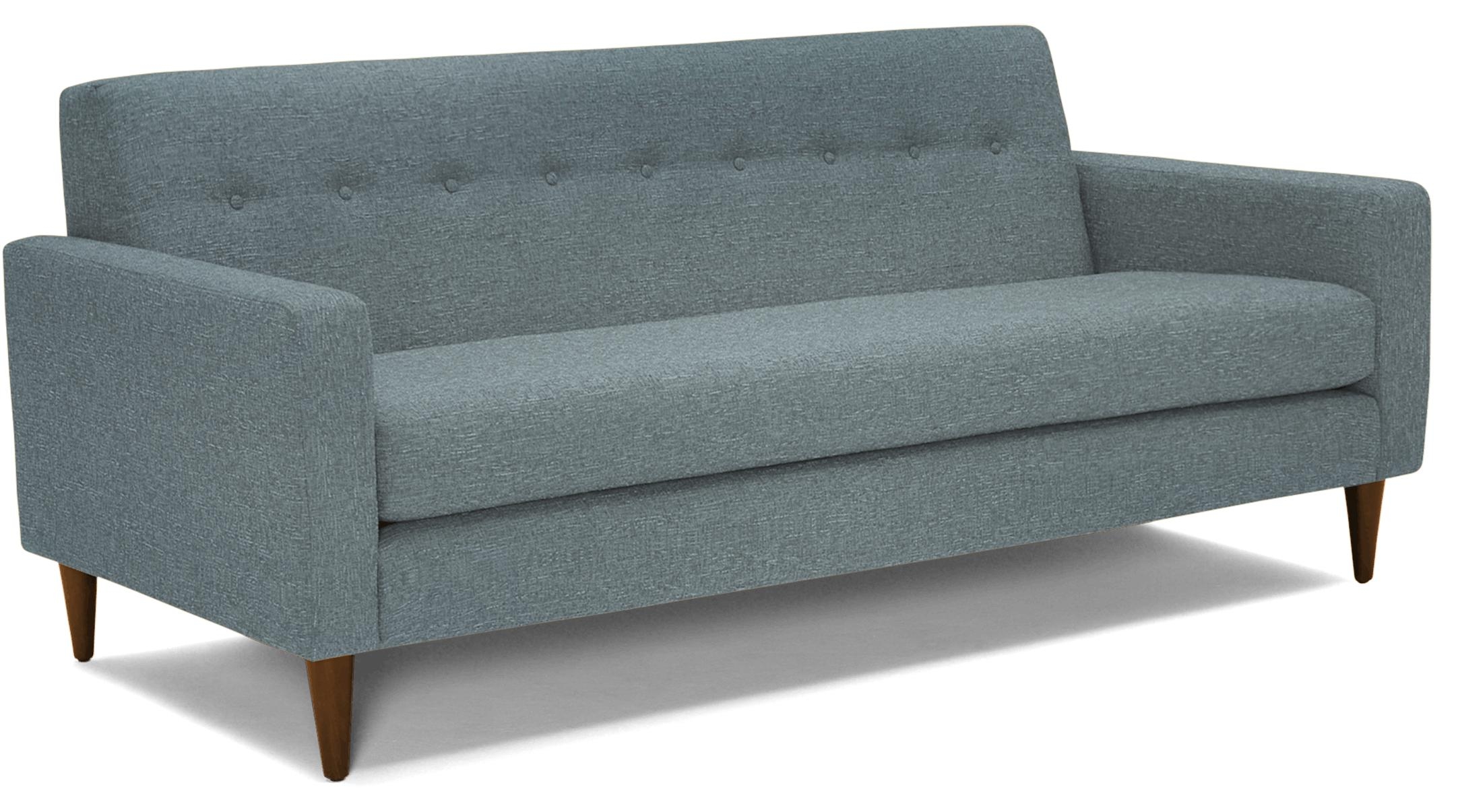 Blue Korver Mid Century Modern Loveseat - Plush Mist - Mocha - Image 1