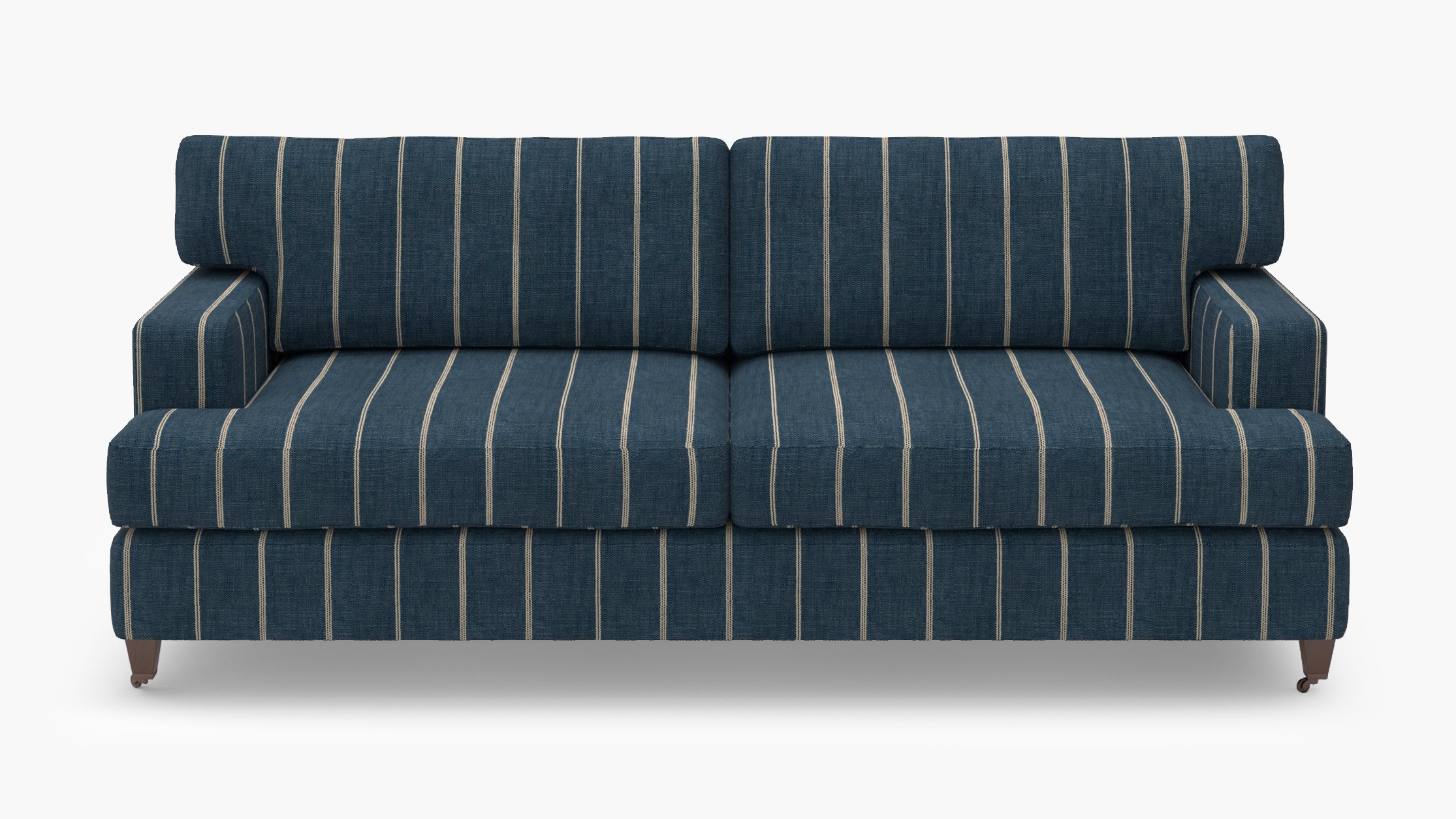 Classic Sofa, Indigo Felix, Walnut with Antique Brass Caster - Image 0