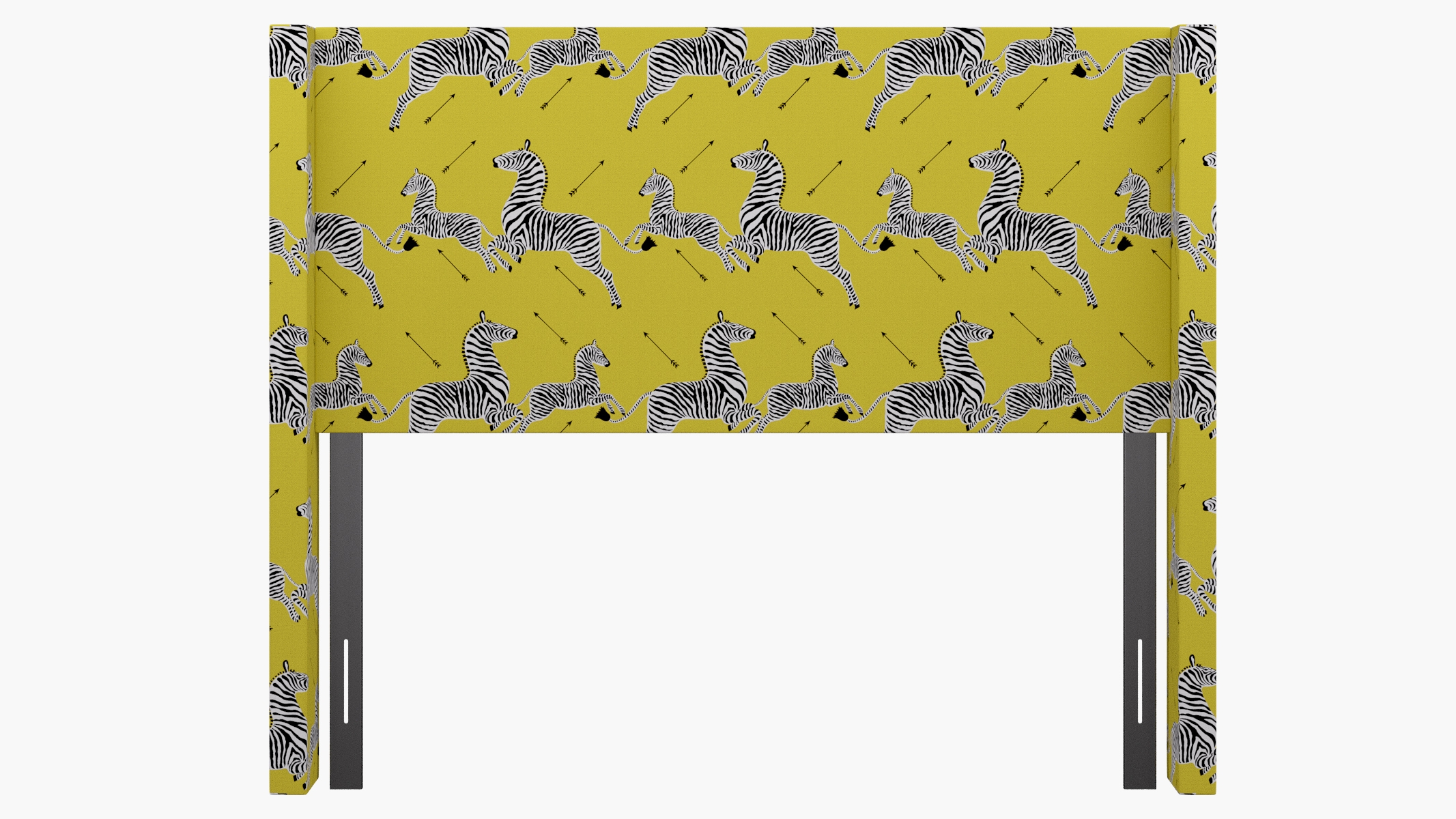 Modern Wingback Headboard, Yellow Zebra, Queen - Image 1