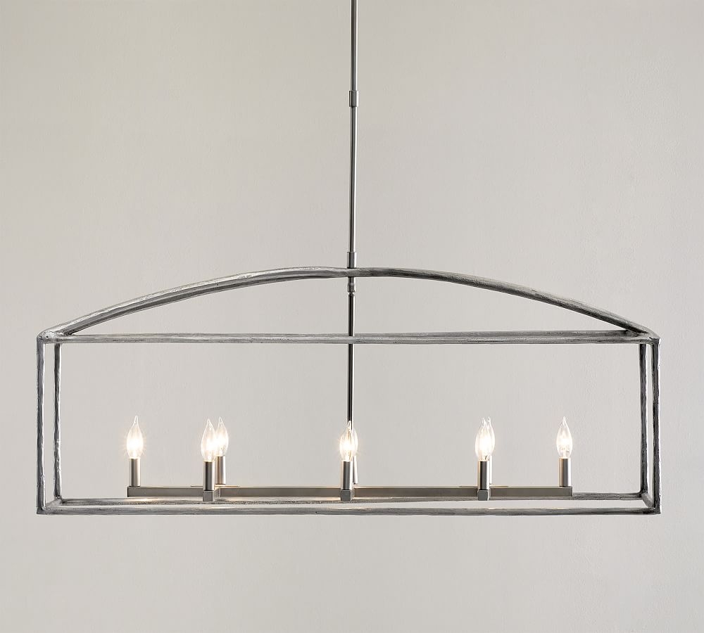 Fallon Forged-Iron Linear Chandelier, Pewter - Image 0