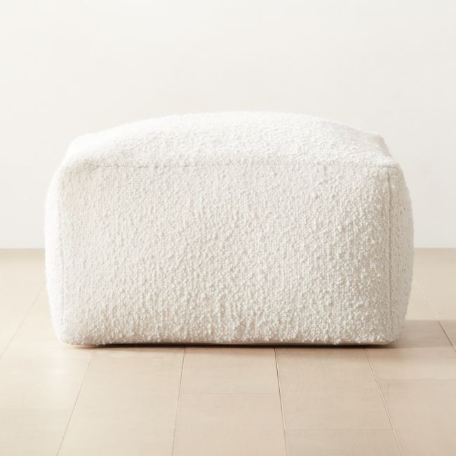 Ivory Boucle Pouf Large - Image 0