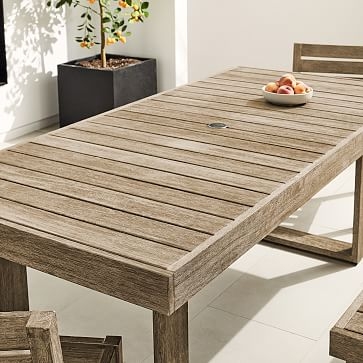 Portside Dining Table, 76.5", Weathered Gray - Image 1