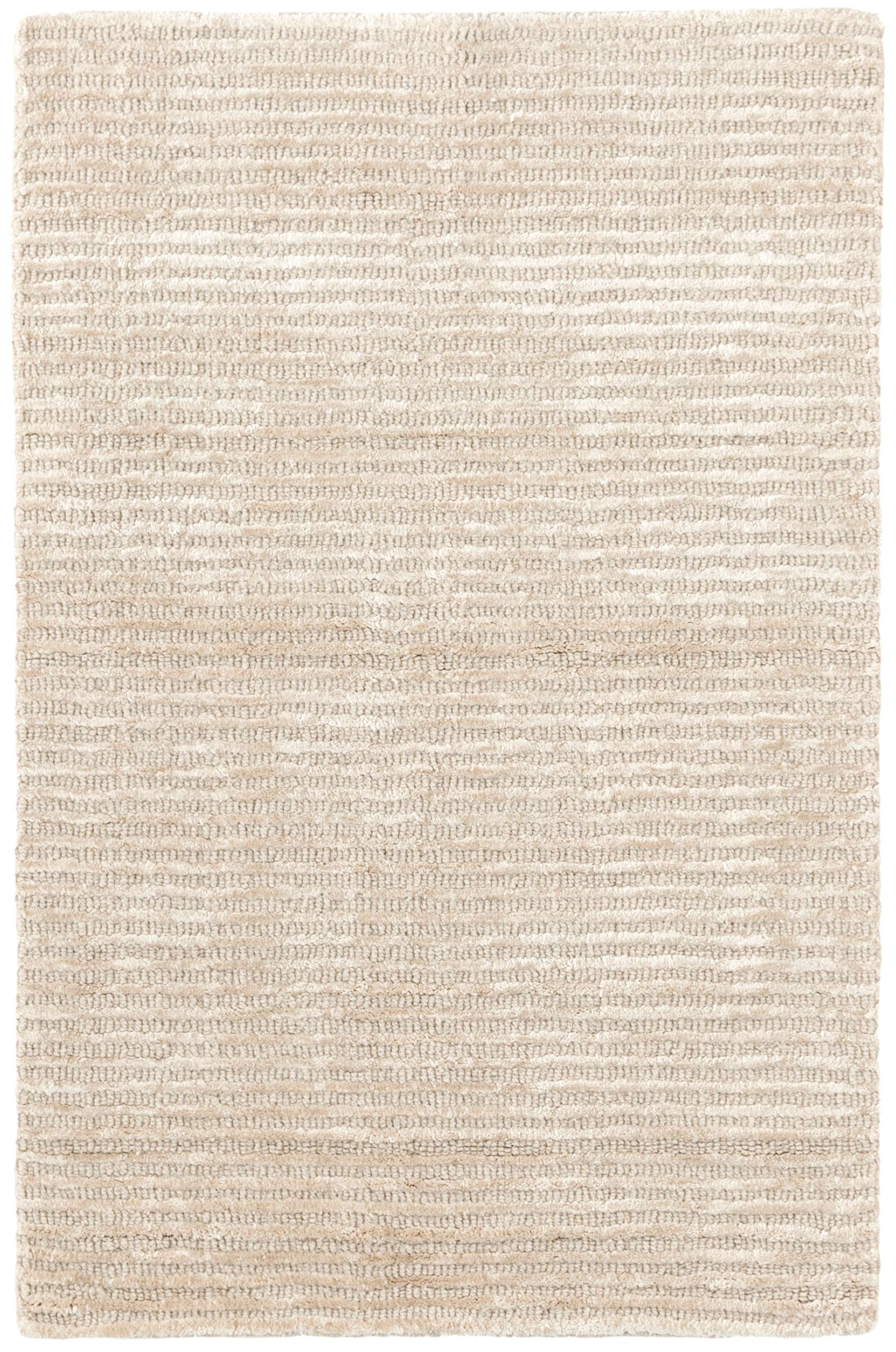 Cut Stripe Ivory Hand Knotted Viscose/Wool Rug - Image 0